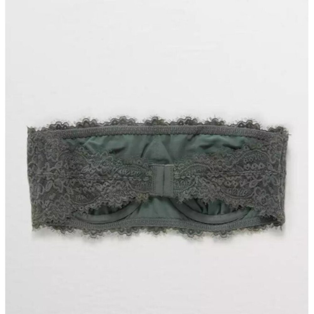 Aerie Eyelash Lace Bandeau Bra Strapless Underwire 32C NWOT - Picture 3 of 11